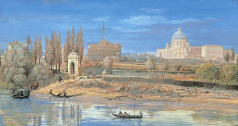 Utsikt över Castel SantAngelo och Vatikanen sett från Prati di Castello